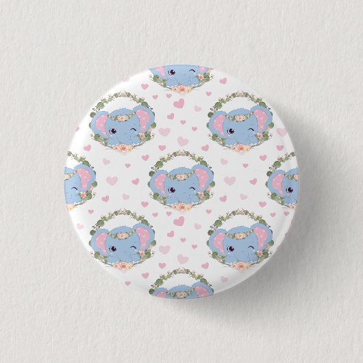 Elefant und Blume Tattoo Button (Vorderseite)