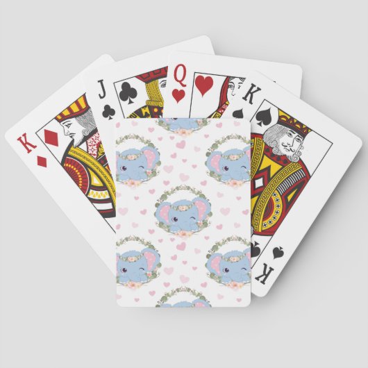 Elefant und Blume Tattoo Spielkarten (Rückseite)