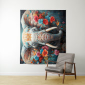Elefant und Blume Wandteppich (Beispiel)