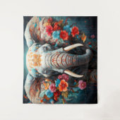 Elefant und Blume Wandteppich (Vorderseite)