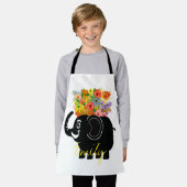 Elefant und Blumen Schürze (Getragen)