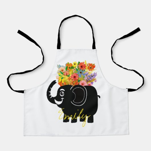 Elefant und Blumen Schürze (Vorderseite)