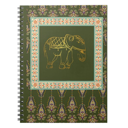 Elefant und Blumenmuster Notizblock (Vorderseite)