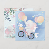 Elefant und Bunnies Kinderdusche Einladung (Vorne/Hinten)