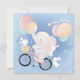 Elefant und Bunnies Kinderdusche Einladung