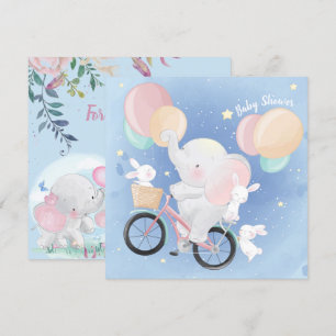 Elefant und Bunnies Kinderdusche Einladung