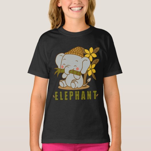 Elefant und Champi-Blume T-Shirt (Vorderseite)