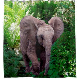 Elefant und Dschungel Duschvorhang