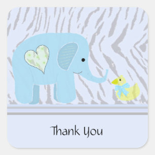 Elefant und Ente Danke Quadratischer Aufkleber