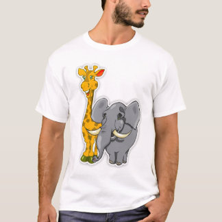 Elefant-und Giraffen-Kindert-shirt Match-Karten T-Shirt