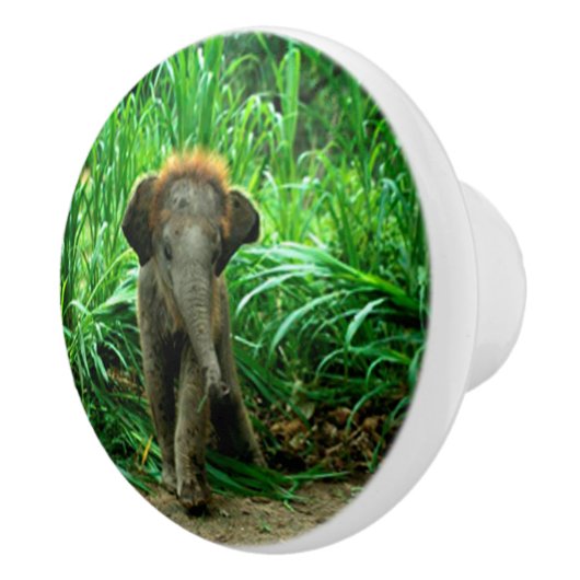 Elefant und Gras Keramikknauf (Rechts)