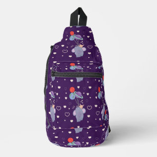 Elefant und Hase Weltraum-Ballonfahrt Whimsical Crossbody Bag