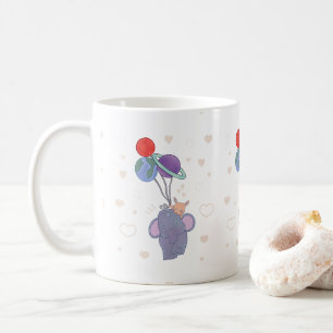 Elefant und Hase Weltraum-Ballonfahrt Whimsical Kaffeetasse
