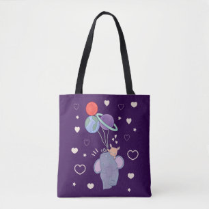 Elefant und Hase Weltraum-Ballonfahrt Whimsical Tasche