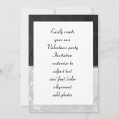 Elefant und Herz auf Damast-Valentin-Party Einladung (Rückseite)