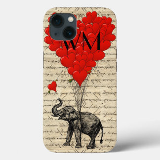 Elefant und Herzballon mit Monogramm iPhone Hülle