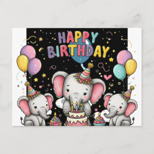 Elefant und herzförmige Luftballons Grußkarte Postkarte