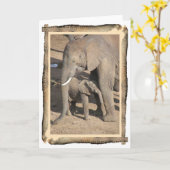 Elefant-und Kalb-Karte (Elefant-Stamm-Rahmen) Karte (Gelbe Blume)