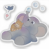 Elefant und Kätzchen Aufkleber (Vorderseite)