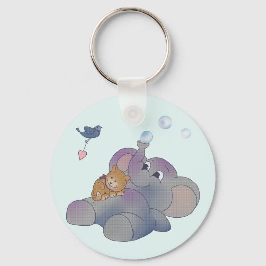 Elefant und Kätzchen Schlüsselanhänger (Vorderseite)