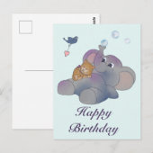 Elefant und Katze Postkarte (Vorne/Hinten)