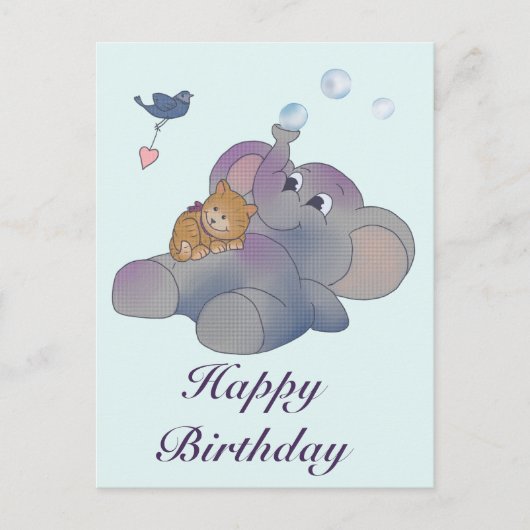 Elefant und Katze Postkarte (Vorderseite)