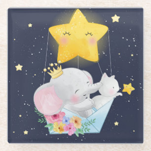 Elefant und Kitte Glasuntersetzer