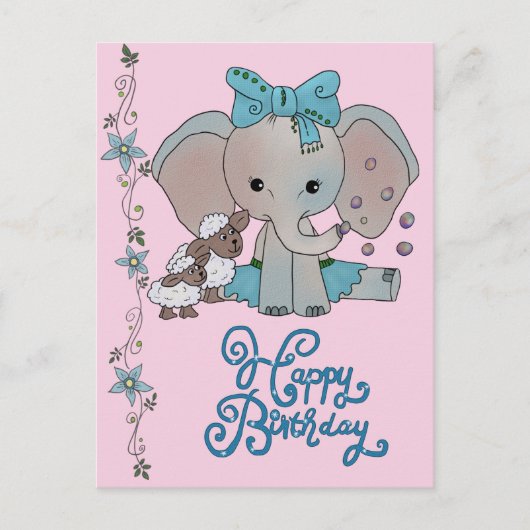 Elefant und Lämmer Postkarte (Vorderseite)