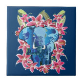 Elefant und Lilie Fliese (Vorderseite)