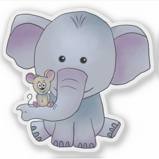 Elefant und Maus Aufkleber (Vorderseite)