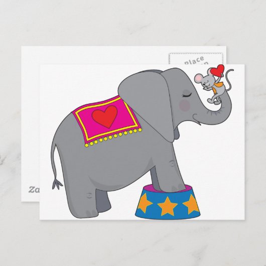 Elefant und Maus Postkarte (Vorne/Hinten)
