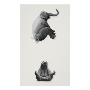Elefant und meditierende Sloth Harmonie Fotodruck