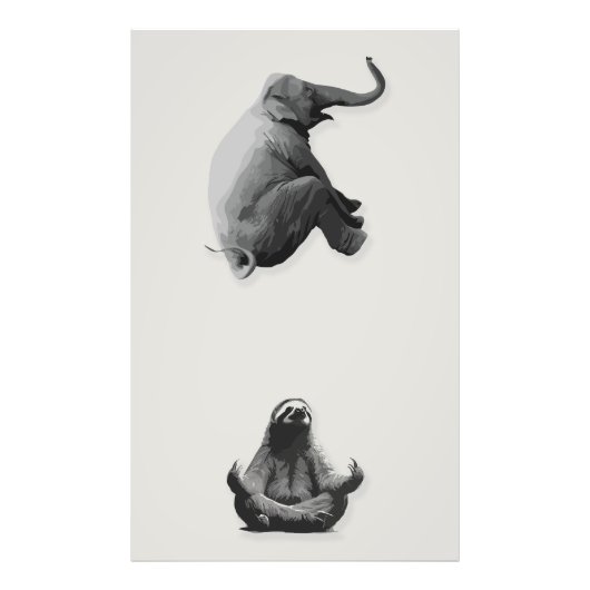 Elefant und meditierende Sloth Harmonie Fotodruck (Vorne)