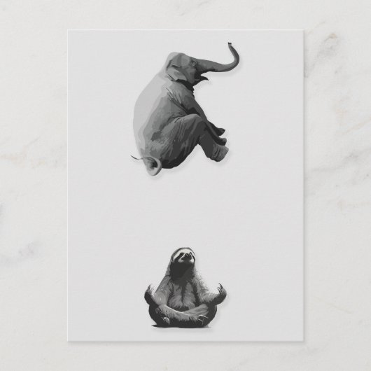 Elefant und meditierende Sloth Harmonie Postkarte (Vorderseite)