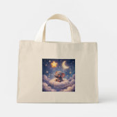 Elefant und Mitternachtsmond winziger Tote Mini Stoffbeutel (Rückseite)