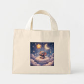 Elefant und Mitternachtsmond winziger Tote Mini Stoffbeutel (Vorne)