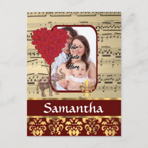 Elefant und Musikblatt Postkarte