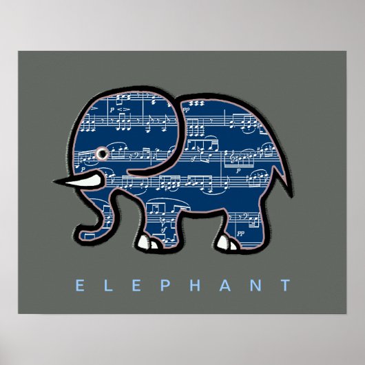 Elefant und Musiknoten Poster (Vorne)