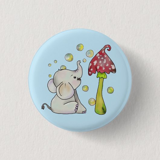 Elefant und Pilz Button (Vorderseite)