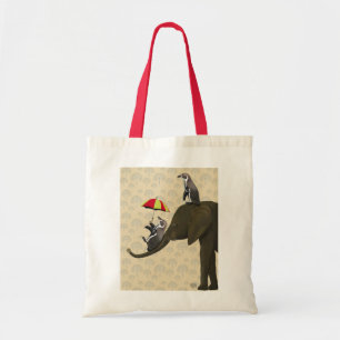Elefant und Pinguine Tragetasche