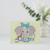 Elefant und Schafe Postkarte (Stehend Vorderseite)