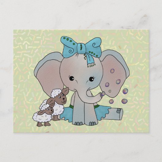 Elefant und Schafe Postkarte (Vorderseite)