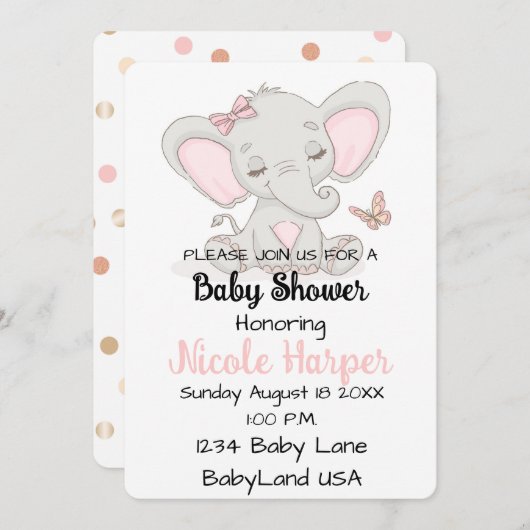 Elefant und Schmetterling Feiertagskarte (Vorne/Hinten)