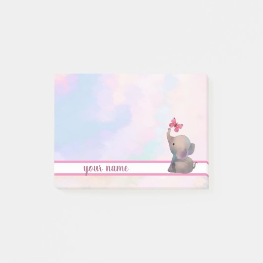 Elefant und Schmetterling Klebezettel Post-it Klebezettel (Vorderseite)