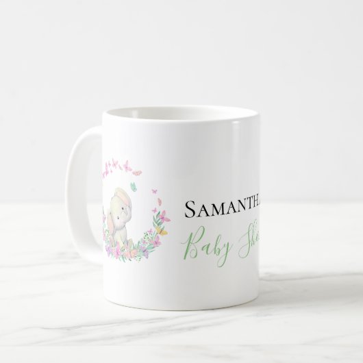 Elefant und Schmetterlinge Kaffeepause Tasse (Vorderseite Links)