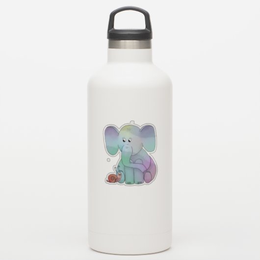 Elefant und Schnecke Aufkleber (Wassserflasche)