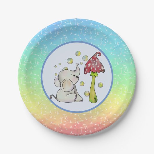 Elefant und Seifenblasen pappteller (Vorderseite)