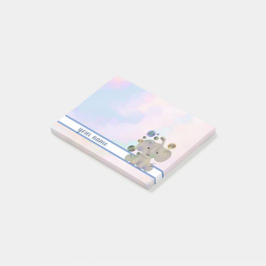 Elefant und Seifenblasen Post-it Klebezettel (angewinkelt)