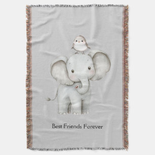 Elefant und Vogel beste Freunde Decke