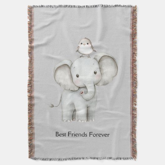 Elefant und Vogel beste Freunde Decke (Vorderseite Vertikal)